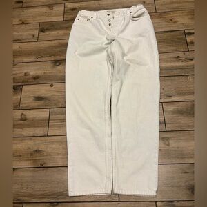 Vintage 90s Banana Republic Button Zipper White Jeans Relaxed Fit Size 33x33
